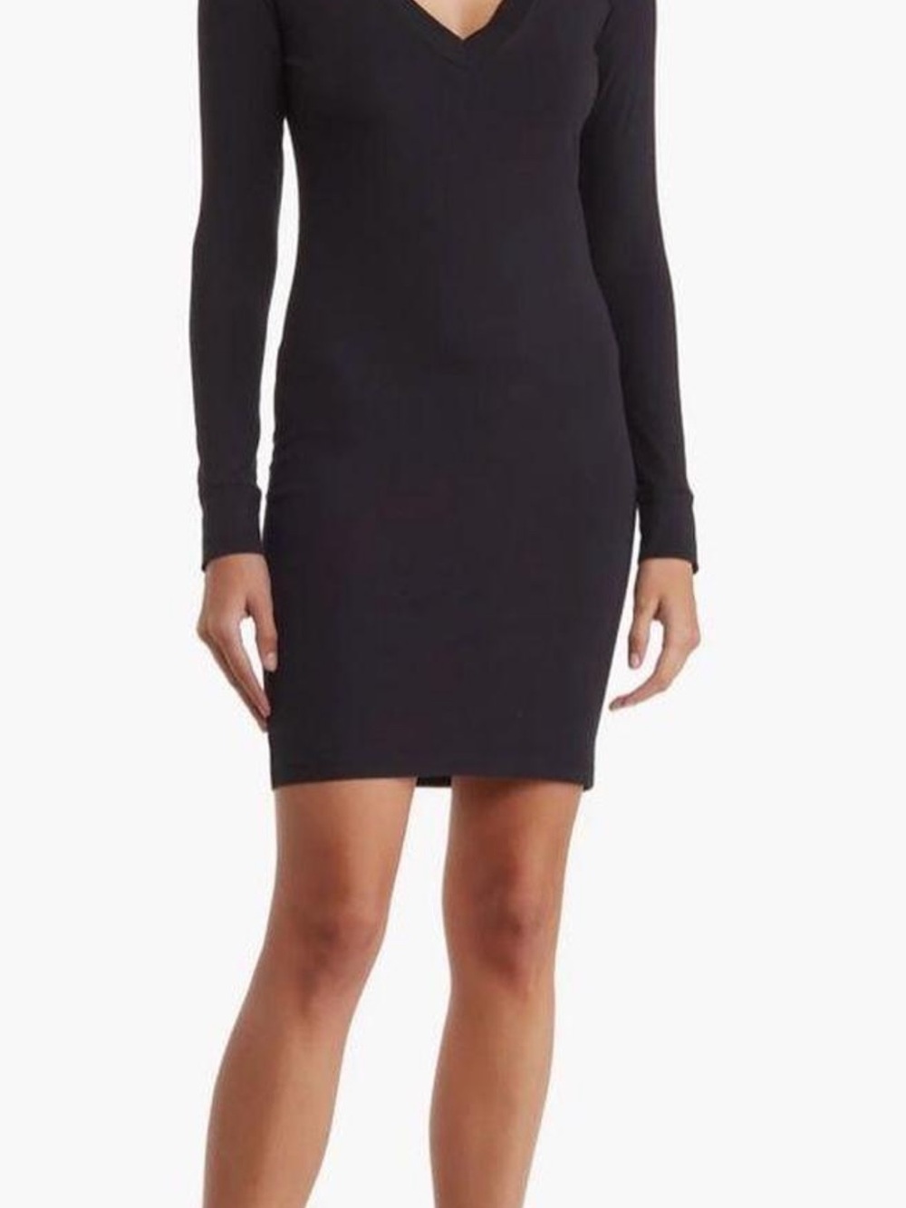 NWOT- James Perse Size 4 Women’s Black Long Sleeve V-Neck Bodycon Dress